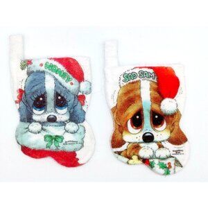 Lot of 2 Giordano Honey & Sad Sam Christmas Mini Stockings 80s Vintage